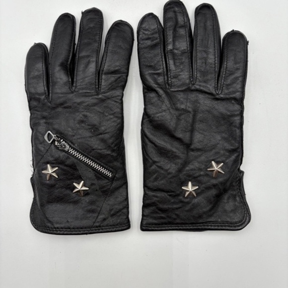 Distress Leather Motorcycle Jacket and Gloves - Picture 10 of 11